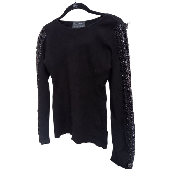 Frank Lyman Montreal Design Collection Embellished Knit Sweater in Black Onyx - Picture 3 of 8